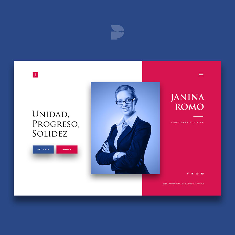 Diseno pagina web Janina Romo candidatos politicos ecuador