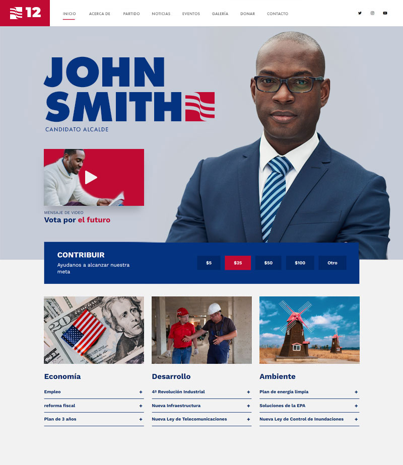 Diseño web para candidatos políticos alcalde diputados