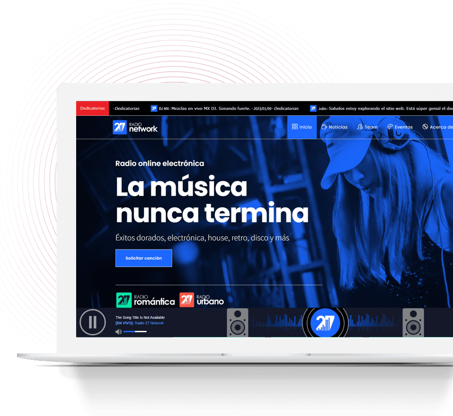 Diseno pagina web para radio online con reproductor continuo