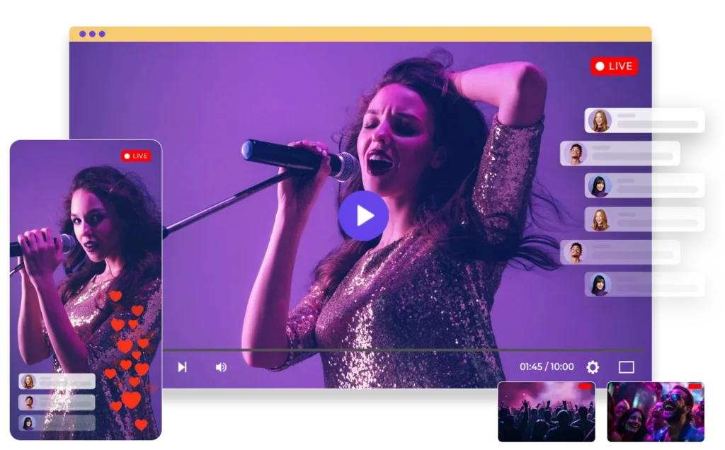 live streaming video transmision multiple y chat