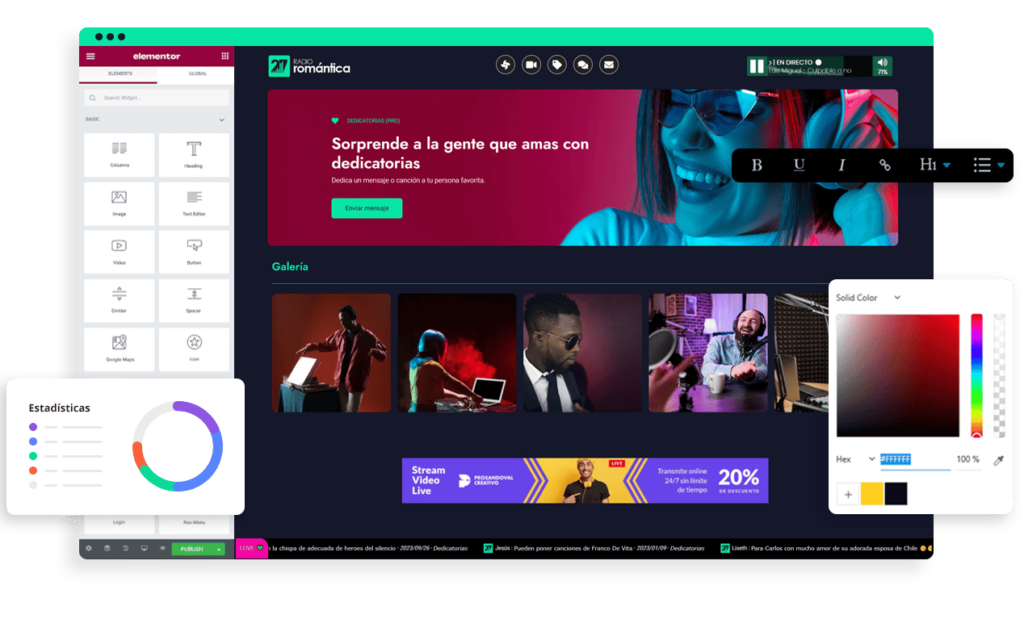 Pack radio online sitio web escritorio ejemplo