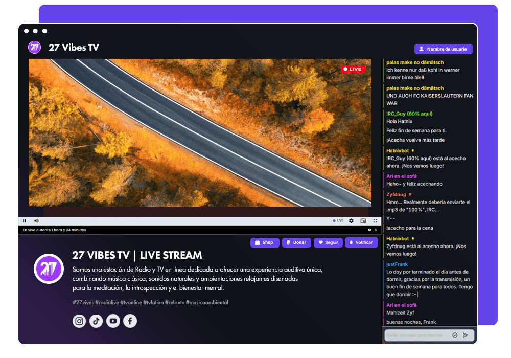 pagina web publica de stream live owncast