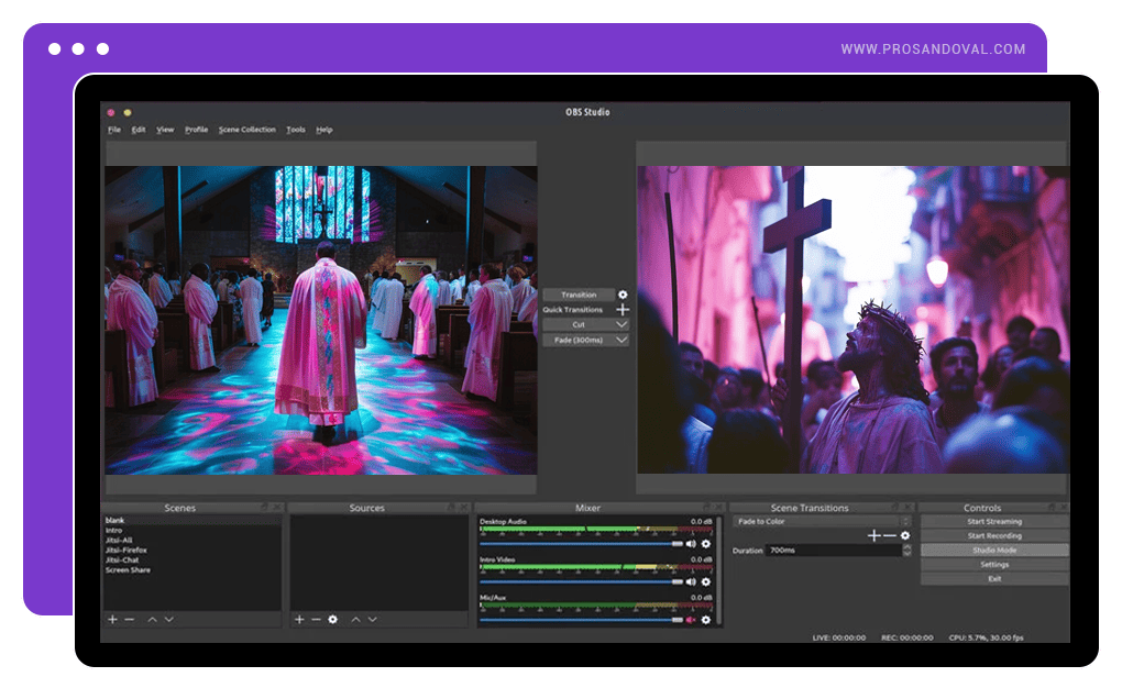 live streaming para iglesias con OBS Vmix software de transmision