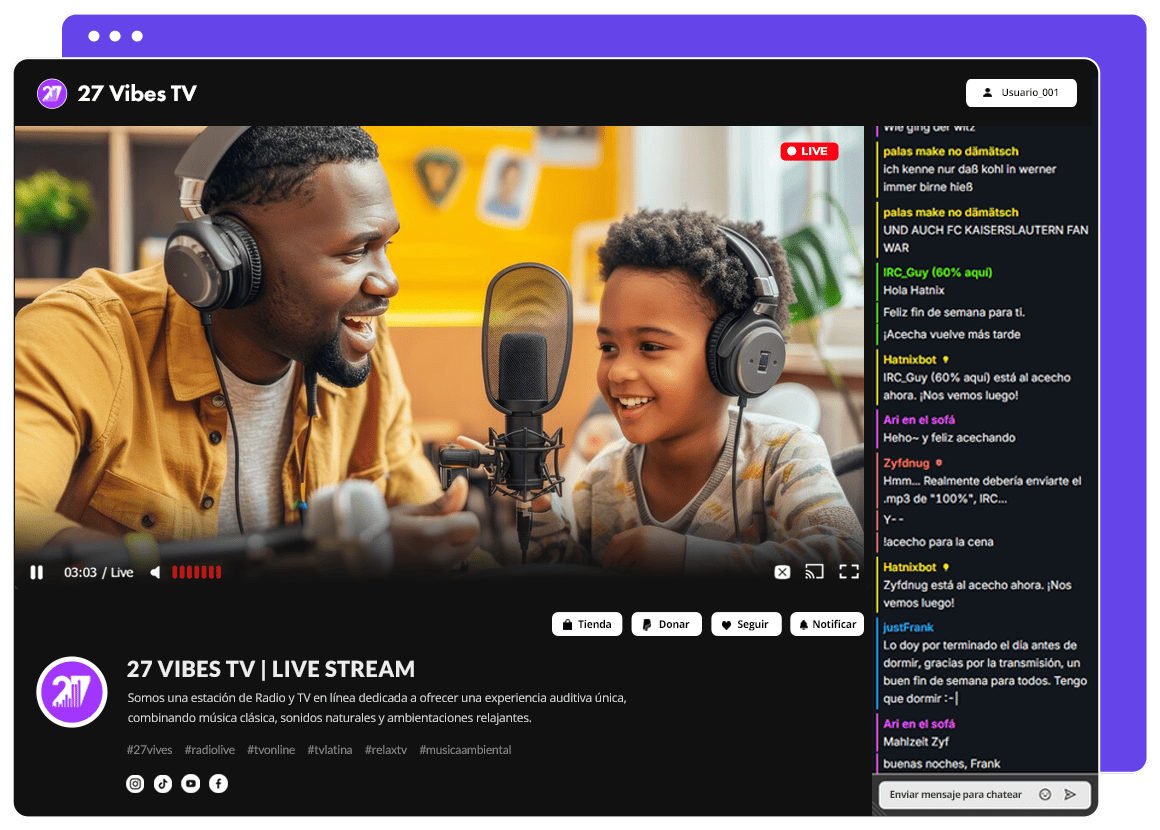 pagina web publica de streaming live video owncast