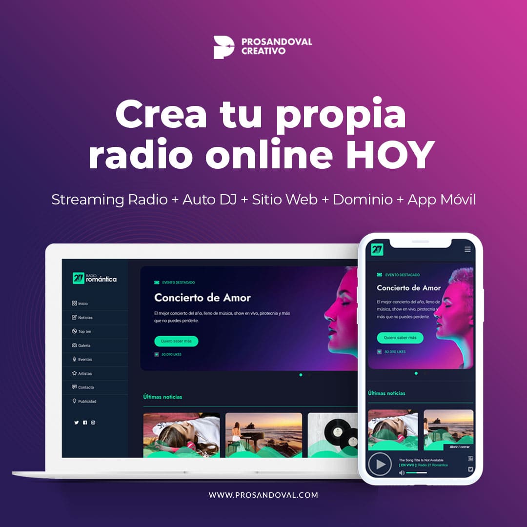 promocion streaming radio pagina web dominio mas app gratis