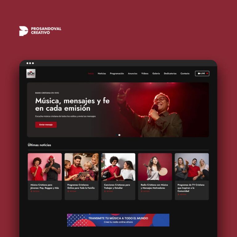 Diseño Página Web para Radio y Televisión Cristiana Evangélica