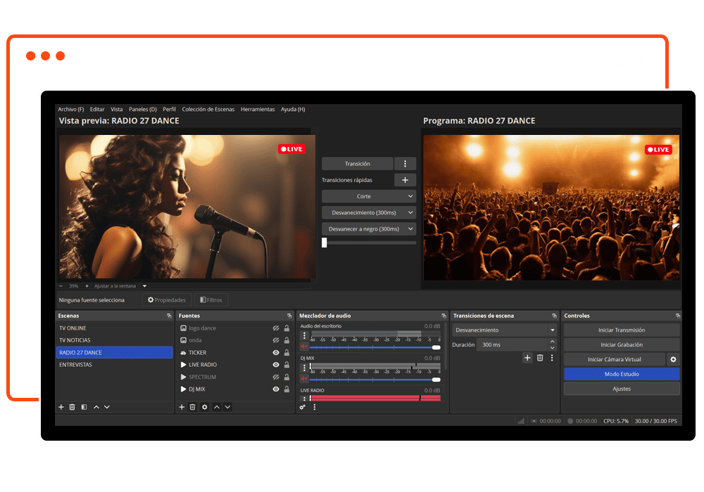 streaming video autodj con obs studio vmix Ecamm Live