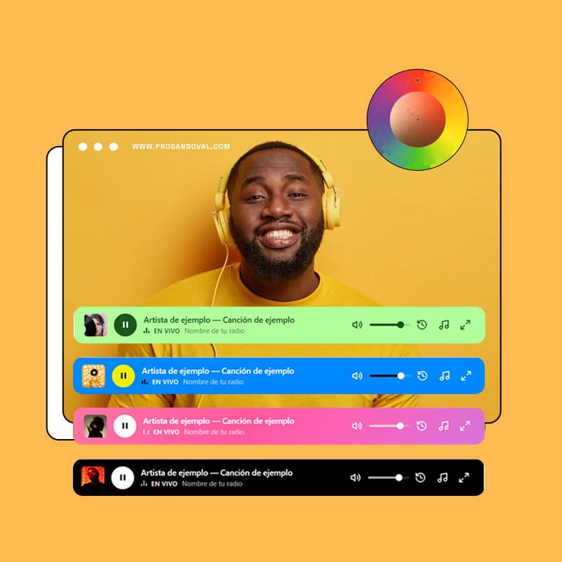 Player Radio Online personalizado Glassmorphism
