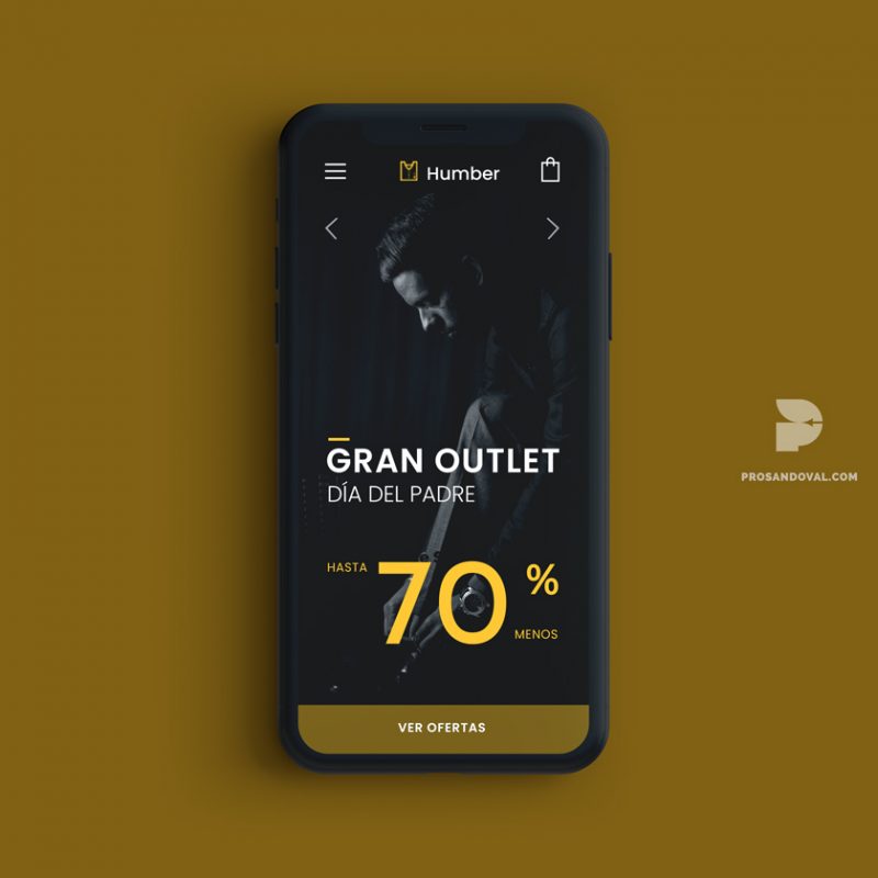 Diseño tienda online de ropa de hombre movil